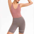 Trendy Dropshipping Yoga Bodysuit Contrast Color Sport Jumpsuit Activewear Soft Female Sportswear For Yoga